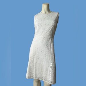 Tahari A-Line Eyelet White Dress